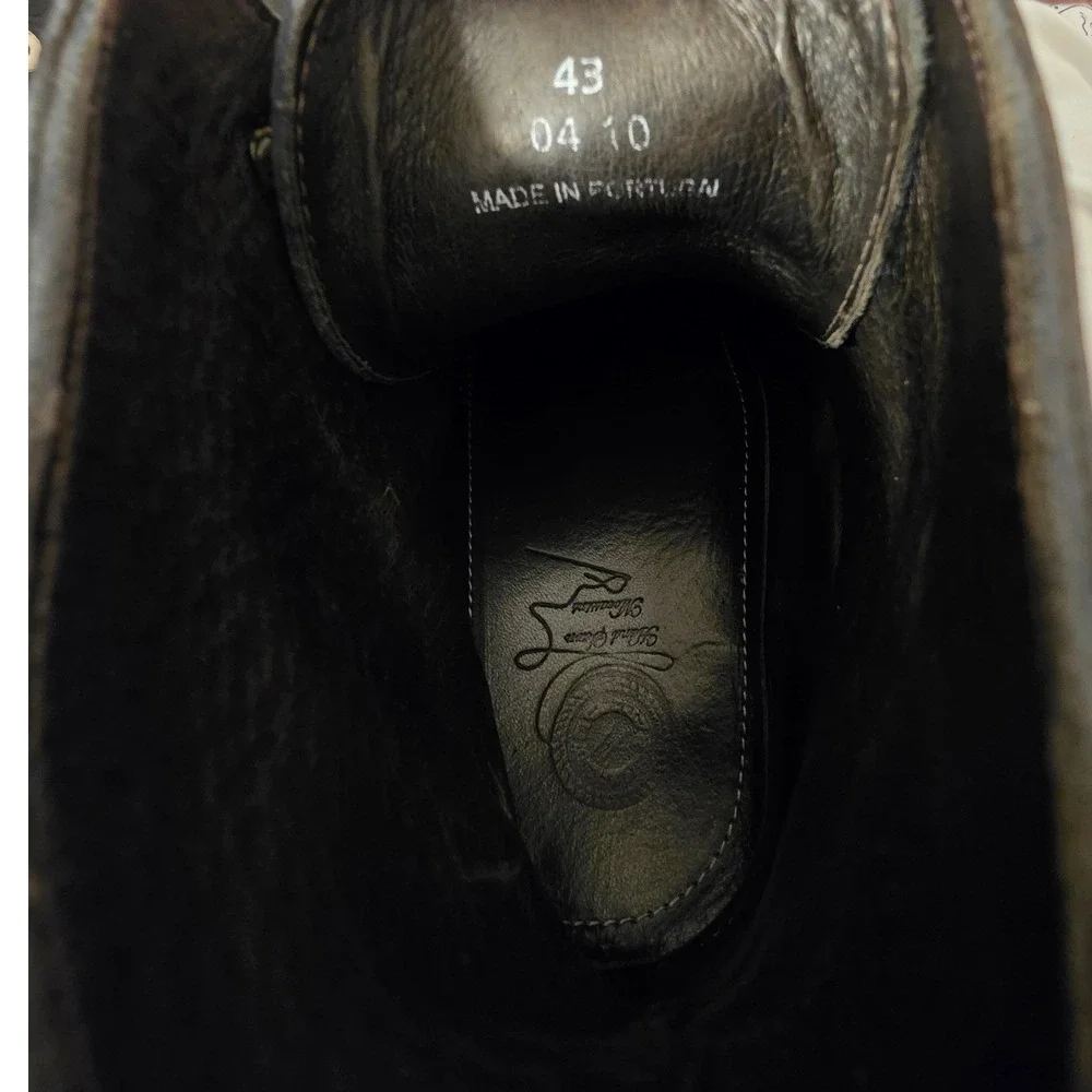Vintage Hand Sewn Moccasin Boots Mens Black Leather‎ Made in Portugal Gum Soles